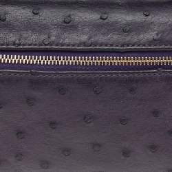 Pre Owned Loro Piana Purple Ostrich Leather Zip L19 Pouch