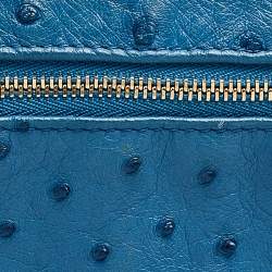 Pre Owned Loro Piana Blue Ostrich L19 Pouch