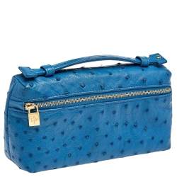 Pre Owned Loro Piana Blue Ostrich L19 Pouch