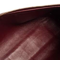 Pre Owned Loro Piana Burgundy Ostrich Zip L19 Pouch