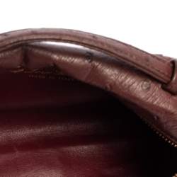 Pre Owned Loro Piana Burgundy Ostrich Zip L19 Pouch
