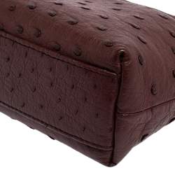 Pre Owned Loro Piana Burgundy Ostrich Zip L19 Pouch