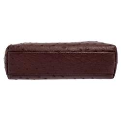 Pre Owned Loro Piana Burgundy Ostrich Zip L19 Pouch
