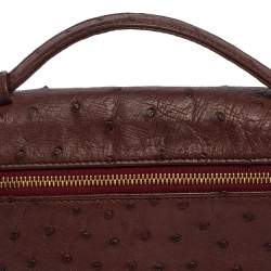 Pre Owned Loro Piana Burgundy Ostrich Zip L19 Pouch