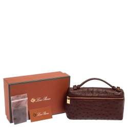 Pre Owned Loro Piana Burgundy Ostrich Zip L19 Pouch