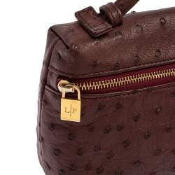 Pre Owned Loro Piana Burgundy Ostrich Zip L19 Pouch