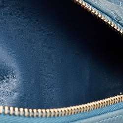 Pre Owned Loro Piana Teal Ostrich Zip L19 Pouch