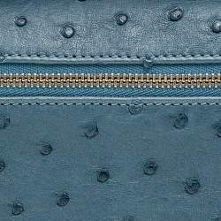 Pre Owned Loro Piana Teal Ostrich Zip L19 Pouch