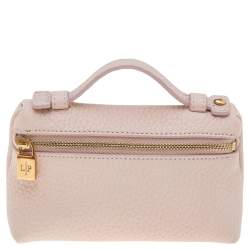 Pre Owned Loro Piana Pink Leather Zip L14 Pouch