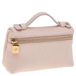 Pre Owned Loro Piana Pink Leather Zip L14 Pouch