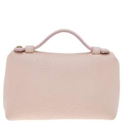 Pre Owned Loro Piana Pink Leather Zip L14 Pouch