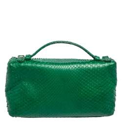 Pre Owned Loro Piana Green Snakeskin L19 Pouch 