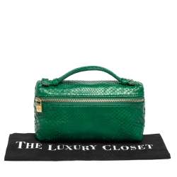 Pre Owned Loro Piana Green Snakeskin L19 Pouch 