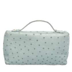 Pre Owned Loro Piana Pale Blue Ostrich L19 Pouch 