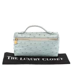 Pre Owned Loro Piana Pale Blue Ostrich L19 Pouch 
