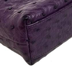 Pre Owned Loro Piana Purple Ostrich L19 Pouch