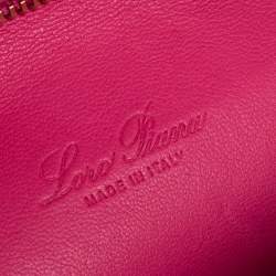 Pre Owned Loro Piana Pink Ostrich Leather Zip L19 Pouch