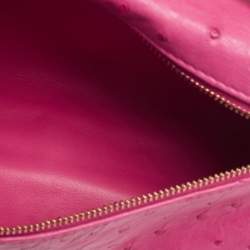 Pre Owned Loro Piana Pink Ostrich Zip L19 Pouch
