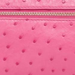 Pre Owned Loro Piana Pink Ostrich Zip L19 Pouch