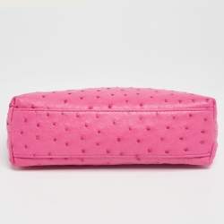 Pre Owned Loro Piana Pink Ostrich Zip L19 Pouch