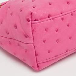Pre Owned Loro Piana Pink Ostrich Zip L19 Pouch