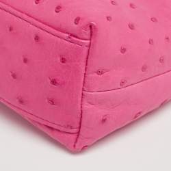 Pre Owned Loro Piana Pink Ostrich Zip L19 Pouch