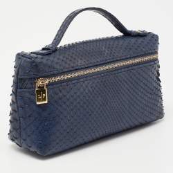 Pre Owned Loro Piana Blue Snakeskin L19 Pouch