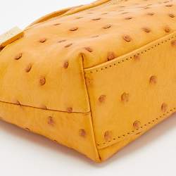 Pre Owned Loro Piana Mustard Ostrich Zip L19 Pouch