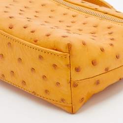 Pre Owned Loro Piana Mustard Ostrich Zip L19 Pouch