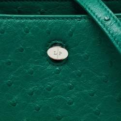 Pre Owned Loro Piana Green Ostrich Cluisee Top Handle Bag