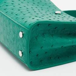 Pre Owned Loro Piana Green Ostrich Cluisee Top Handle Bag