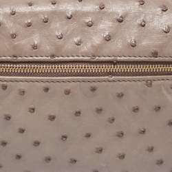 Pre Owned Loro Piana Grey Ostrich Zip Pouch