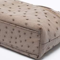 Pre Owned Loro Piana Grey Ostrich Zip Pouch