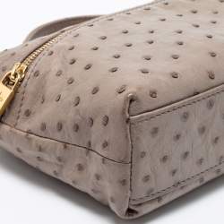 Pre Owned Loro Piana Grey Ostrich Zip Pouch