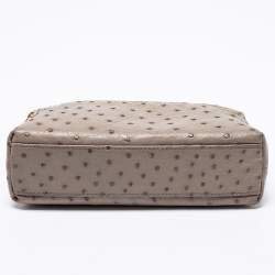 Pre Owned Loro Piana Grey Ostrich Zip Pouch