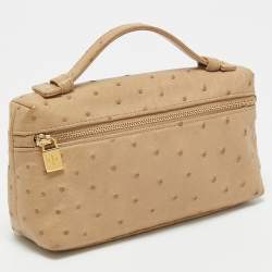 Pre Owned Loro Piana Beige Ostrich L19 Pouch 