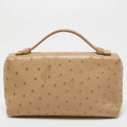 Pre Owned Loro Piana Beige Ostrich L19 Pouch 