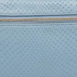 Loro Piana Light Blue Python Zip L19 Pouch