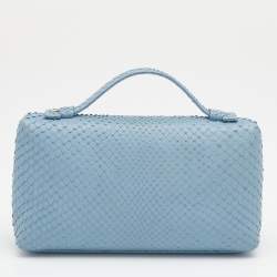 Loro Piana Light Blue Python Zip L19 Pouch