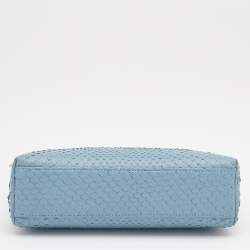 Loro Piana Light Blue Python Zip L19 Pouch