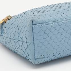 Loro Piana Light Blue Python Zip L19 Pouch