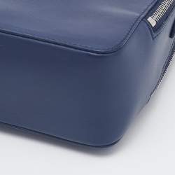 Pre Owned Loro Piana Blue Leather Mini Clui Crossbody Bag