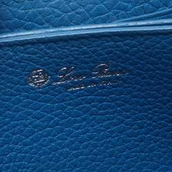 Pre Owned Loro Piana Blue Leather Zip Around Wallet