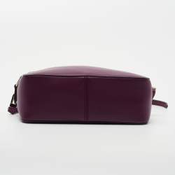 Pre Owned Loro Piana Purple Leather Mini Clui Crossbody Bag
