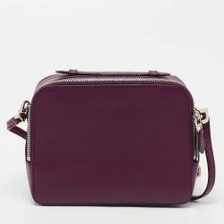 Pre Owned Loro Piana Purple Leather Mini Clui Crossbody Bag