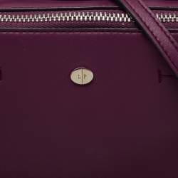 Pre Owned Loro Piana Purple Leather Mini Clui Crossbody Bag