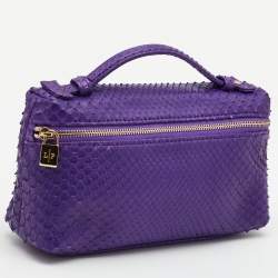 Pre Owned Loro Piana Purple Snakeskin L19 Pouch 