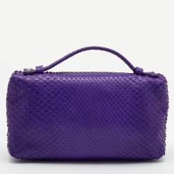 Pre Owned Loro Piana Purple Snakeskin L19 Pouch 