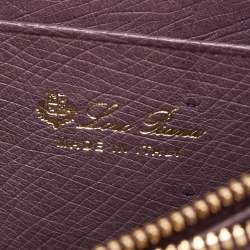 Pre Owned Loro Piana Purple Ostrich Zip Coin Purse