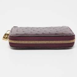 Pre Owned Loro Piana Purple Ostrich Zip Coin Purse
